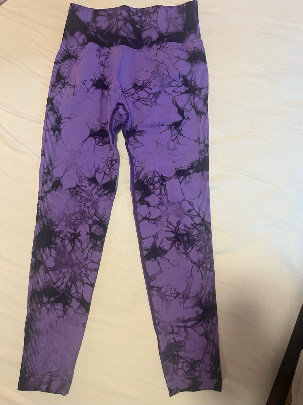 Purple and Black Marble Active Leggings - High Waist